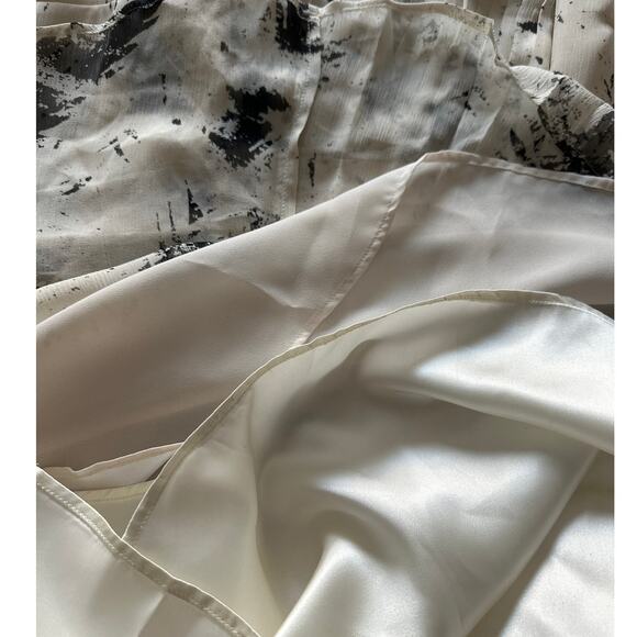 Coast 100% Silk Dress Size 16 Sleeveless Pleated Beige Black Abstract Print - Picture 8 of 8